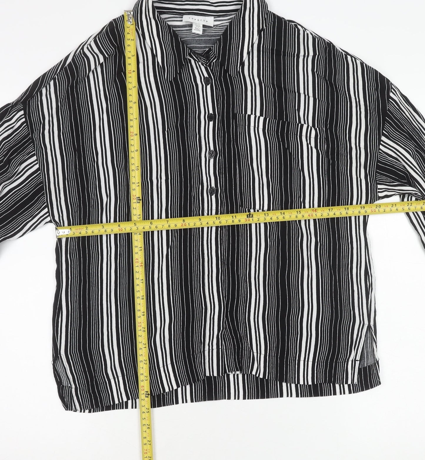 Womens UK Size 12 Topshop Black Basic Button-Up