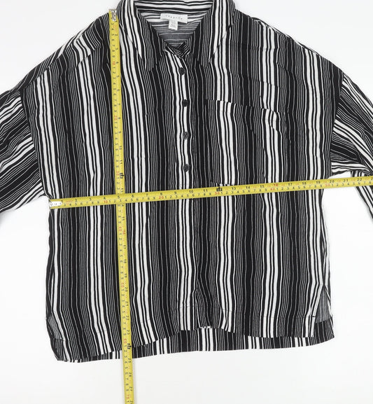 Womens UK Size 12 Topshop Black Basic Button-Up