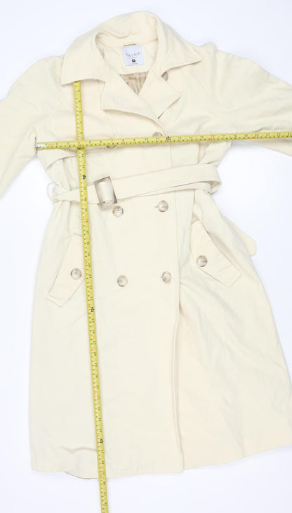 THE LACE Women’s Ivory Cotton Long Trench Coat Belted M