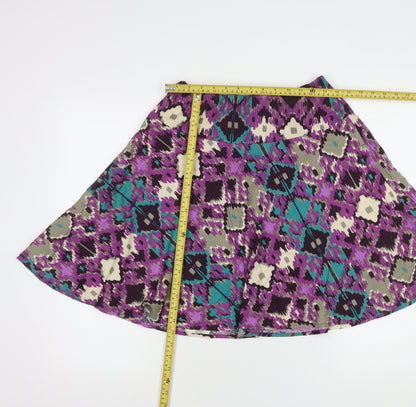 H&M Women’s Multicoloured A-Line Skirt Size 10 Viscose Geometric Print