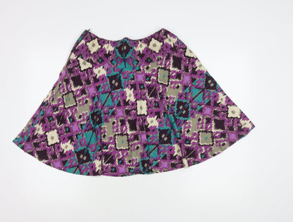 H&M Women’s Multicoloured A-Line Skirt Size 10 Viscose Geometric Print