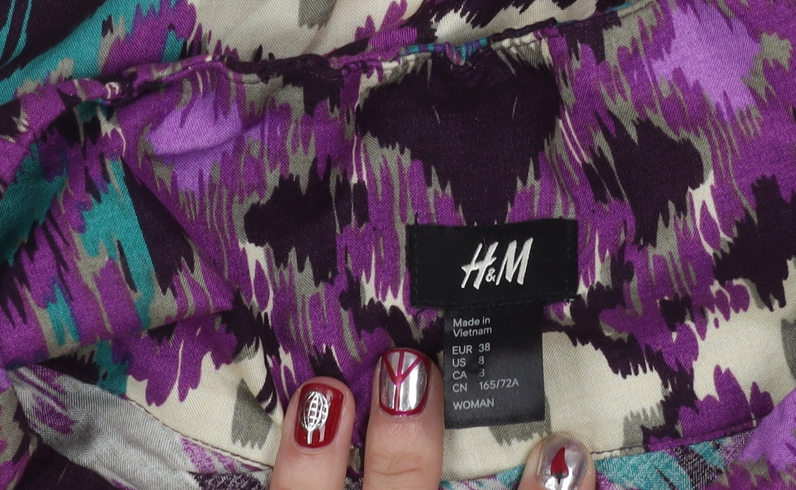 H&M Women’s Multicoloured A-Line Skirt Size 10 Viscose Geometric Print