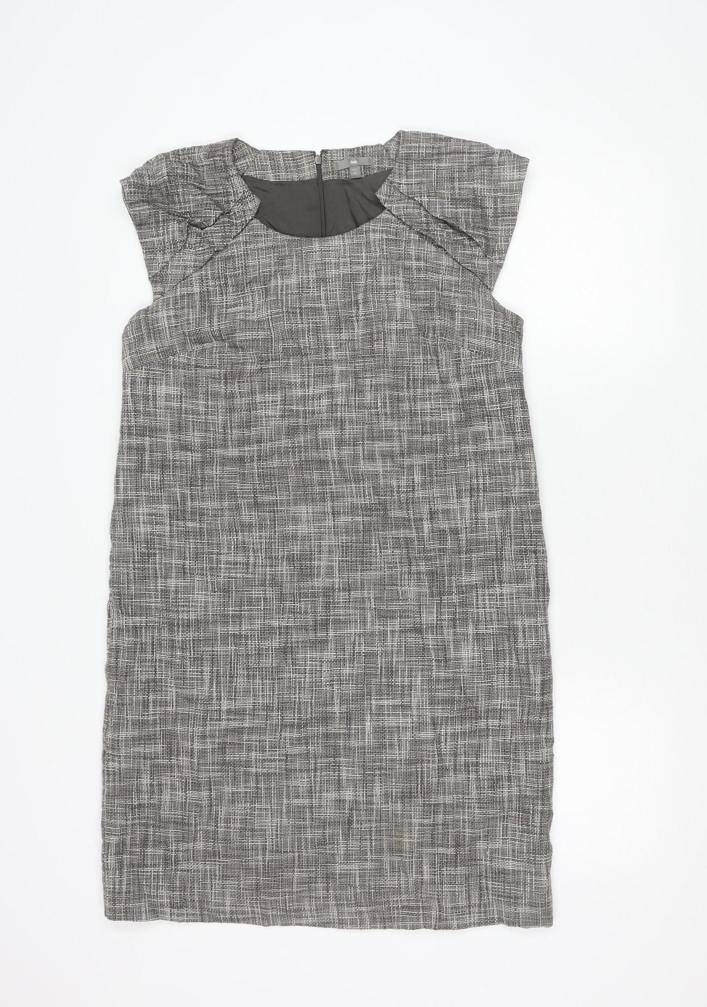 Gap Women’s Grey Check Sheath Dress Size M Knee Length Workwear