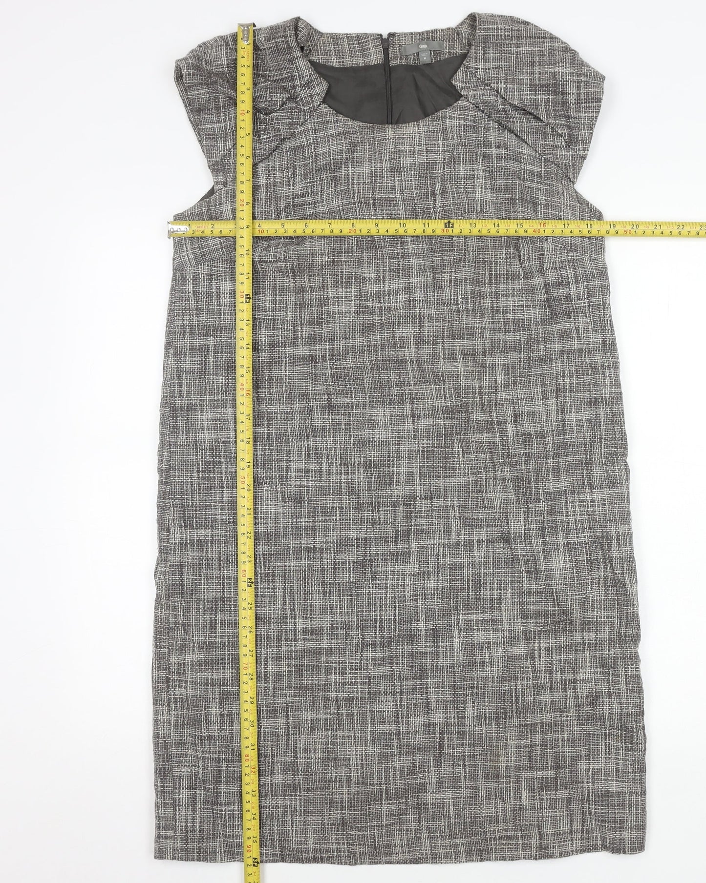 Gap Women’s Grey Check Sheath Dress Size M Knee Length Workwear