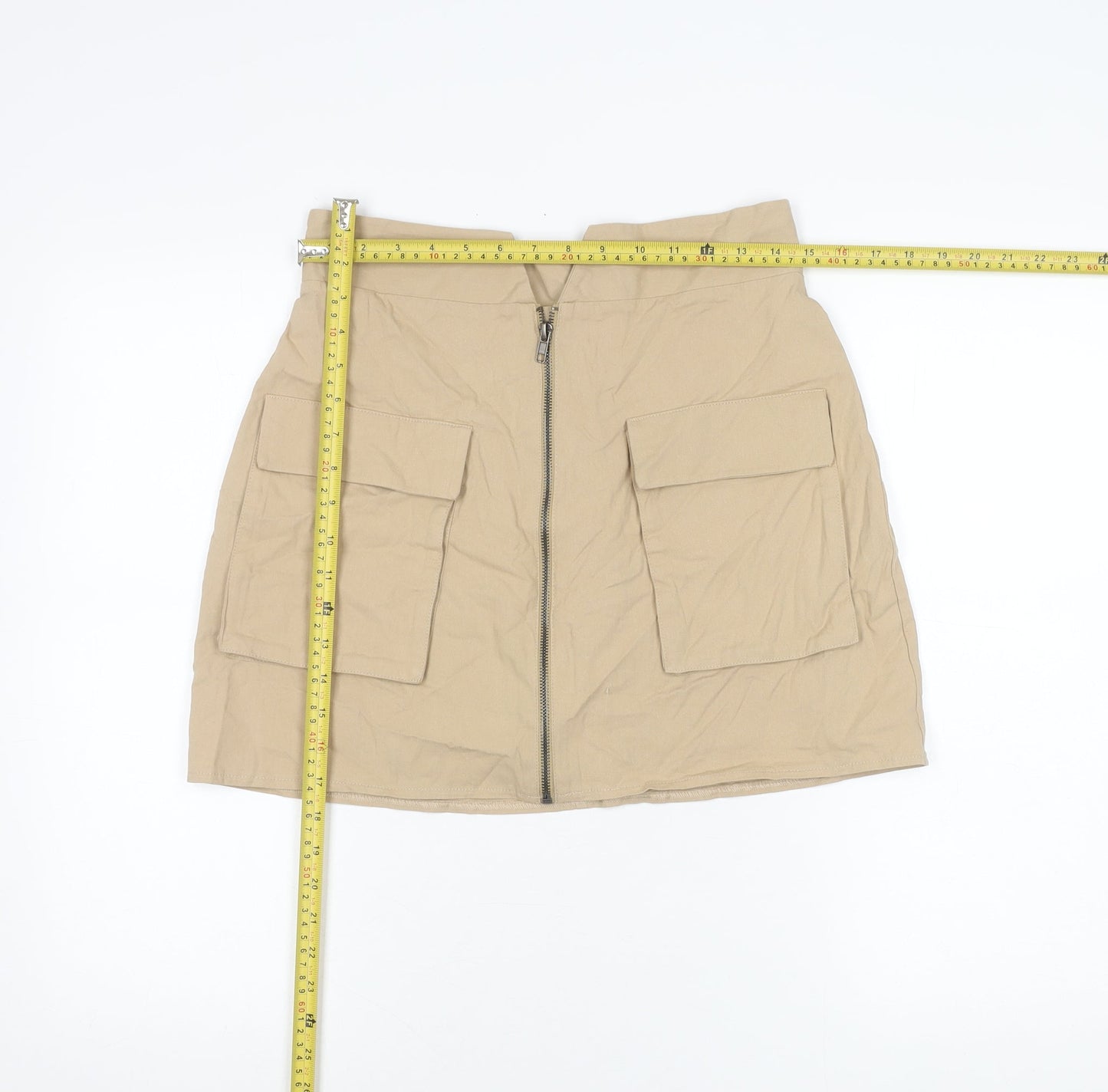ASOS DESIGN Women’s Beige Cargo Mini Skirt UK 12 High Waist Twill