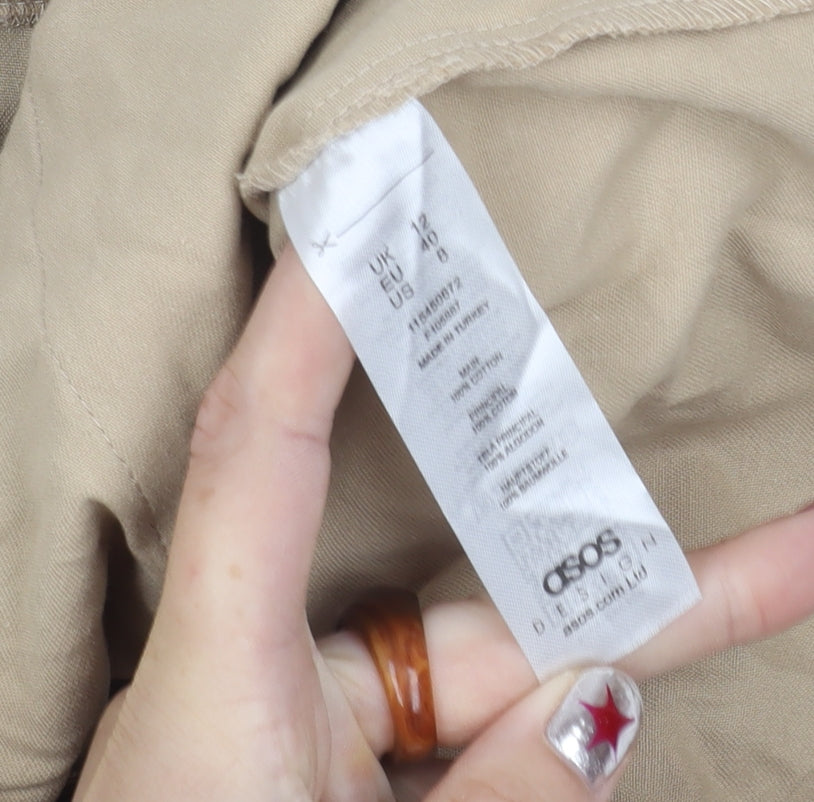 ASOS DESIGN Women’s Beige Cargo Mini Skirt UK 12 High Waist Twill