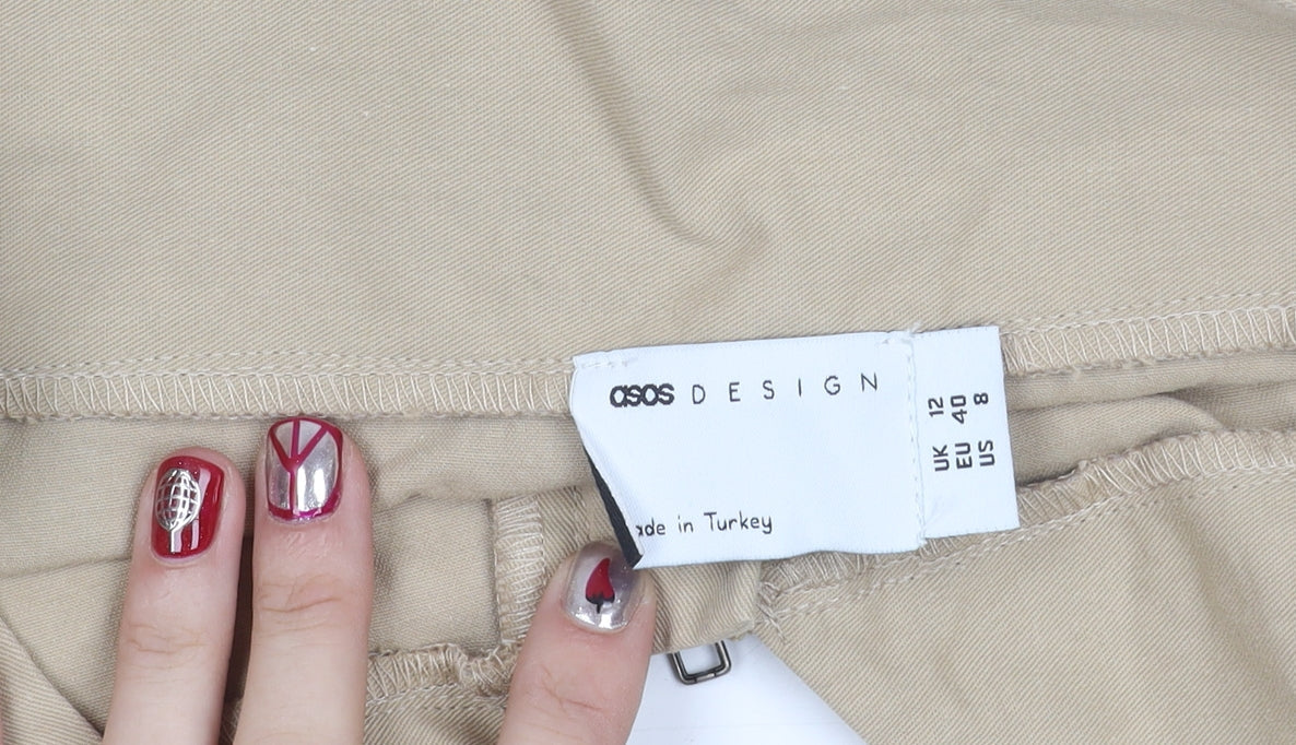 ASOS DESIGN Women’s Beige Cargo Mini Skirt UK 12 High Waist Twill