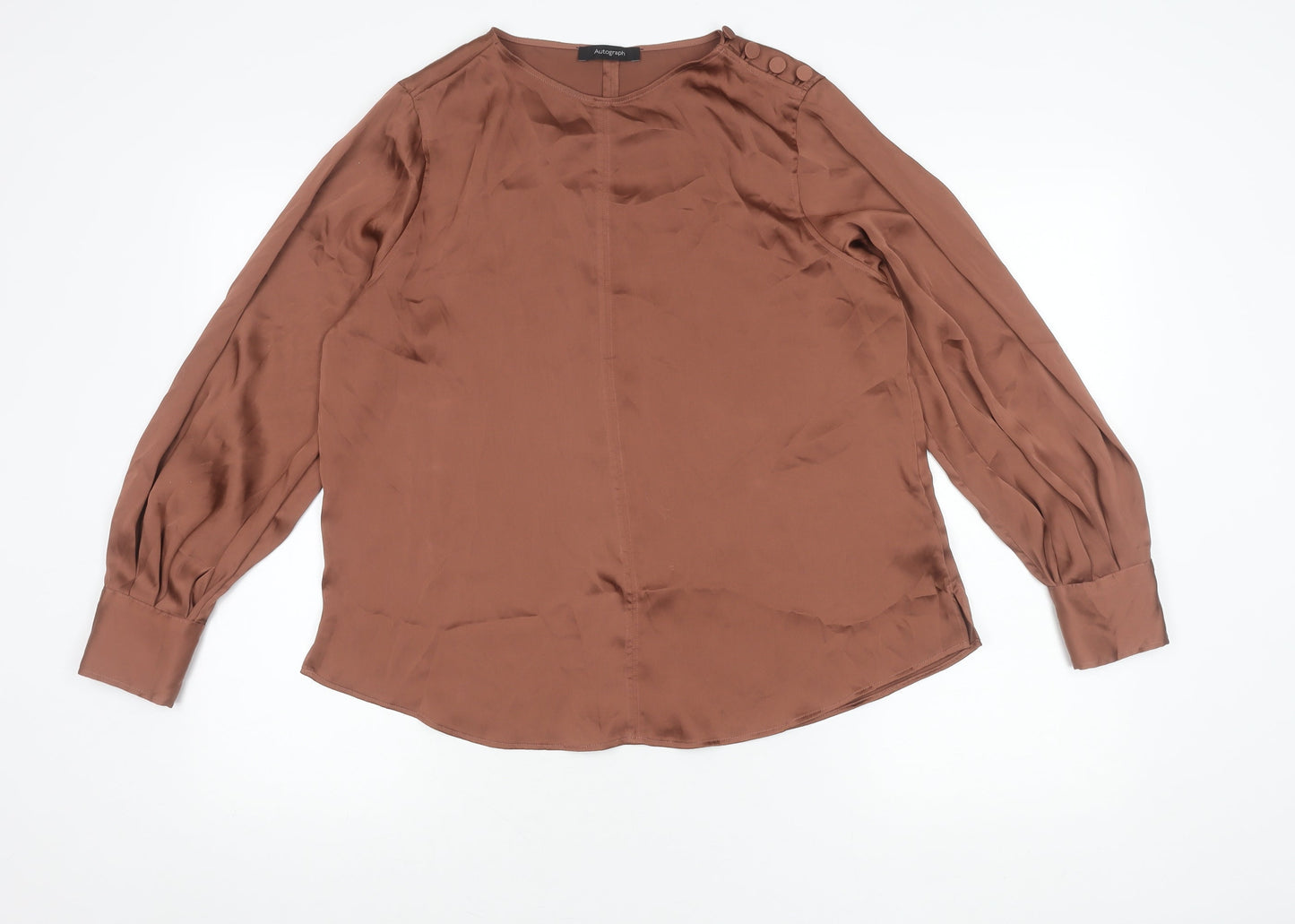 Womens UK Size 14 Marks and Spencer Brown Basic Blouse