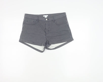 H&M Women’s Black Pinstriped Hot Pants Size 12 High Rise Stretch