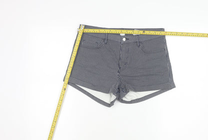 H&M Women’s Black Pinstriped Hot Pants Size 12 High Rise Stretch