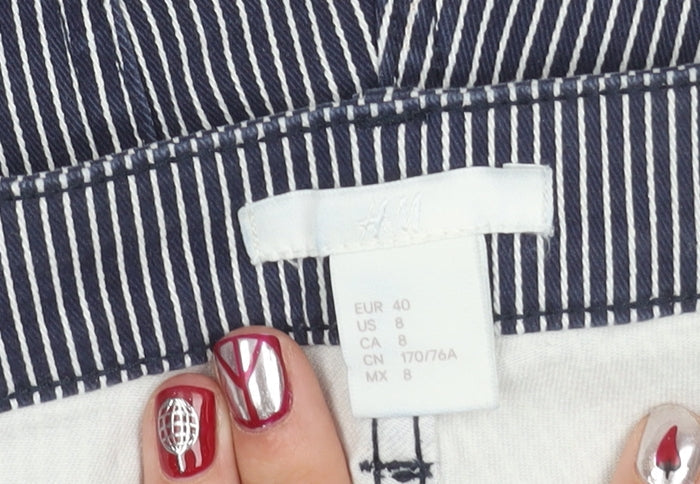 H&M Women’s Black Pinstriped Hot Pants Size 12 High Rise Stretch