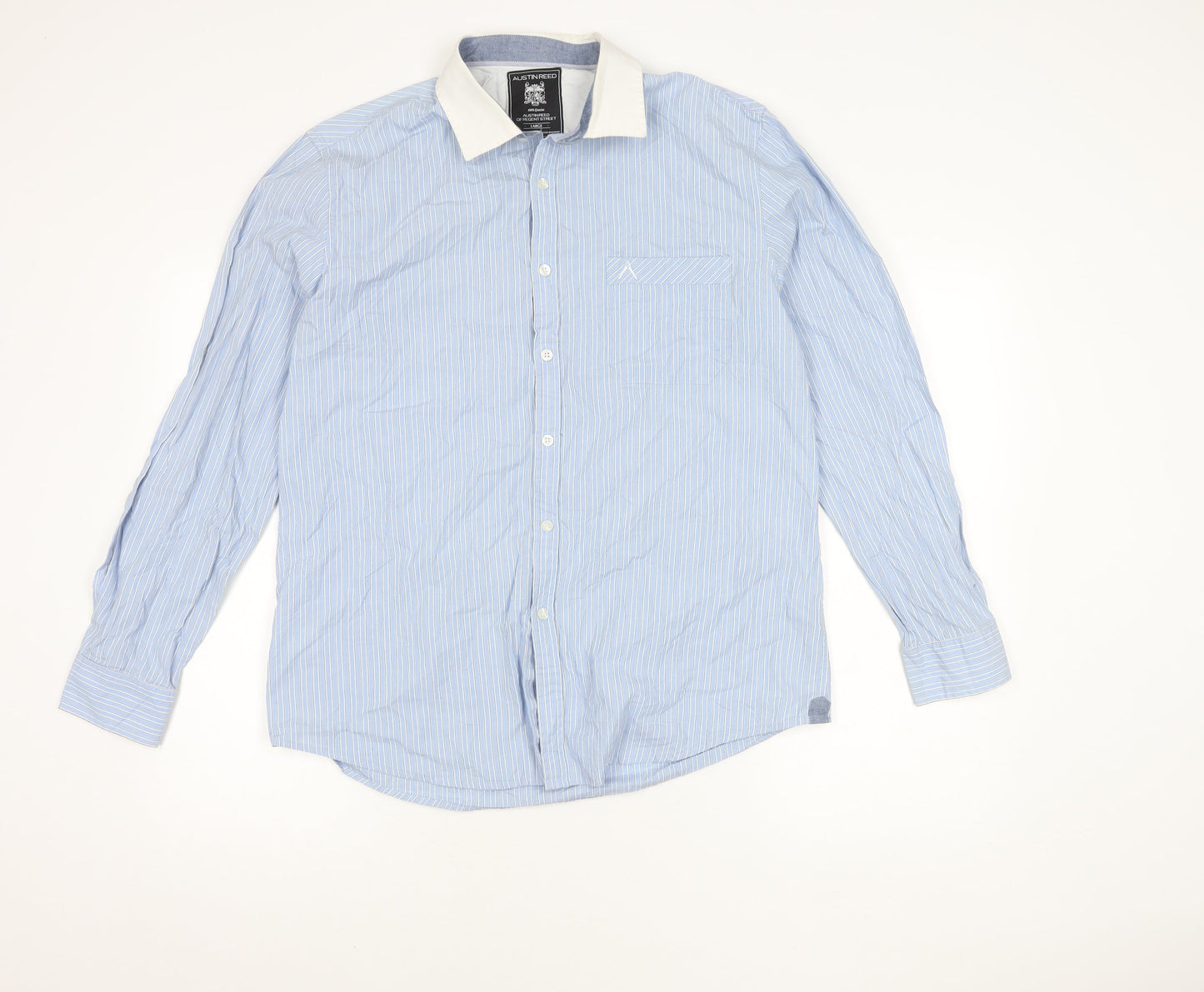 Austin Reed Men’s Blue Striped Long Sleeve Cotton Shirt L