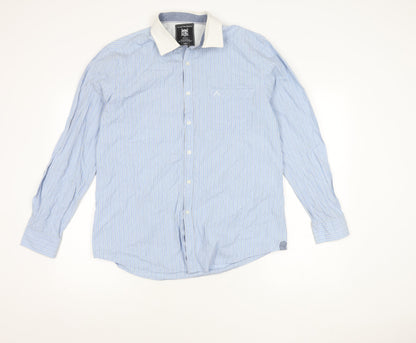 Austin Reed Men’s Blue Striped Long Sleeve Cotton Shirt L