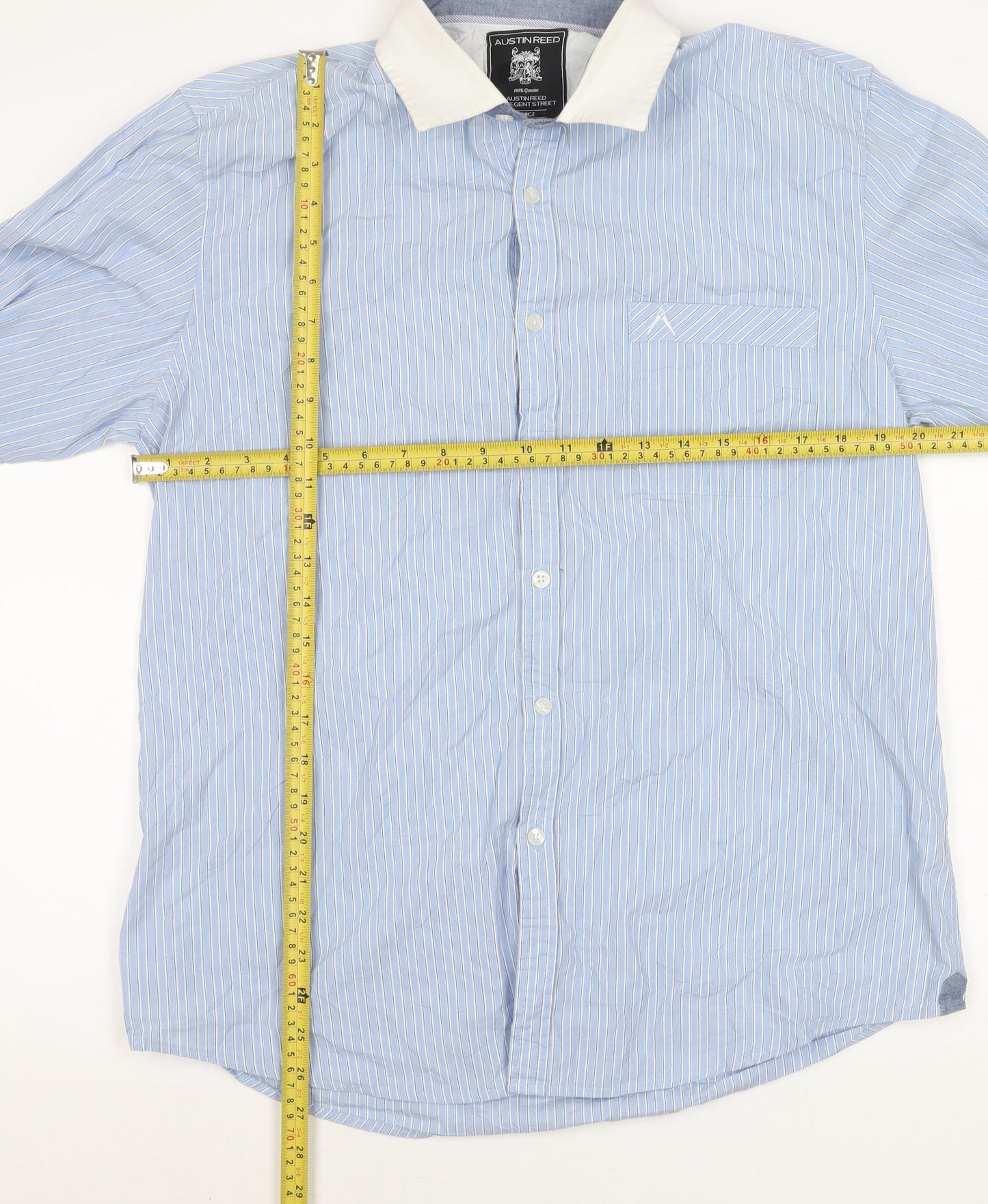 Austin Reed Men’s Blue Striped Long Sleeve Cotton Shirt L