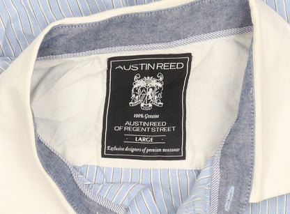 Austin Reed Men’s Blue Striped Long Sleeve Cotton Shirt L