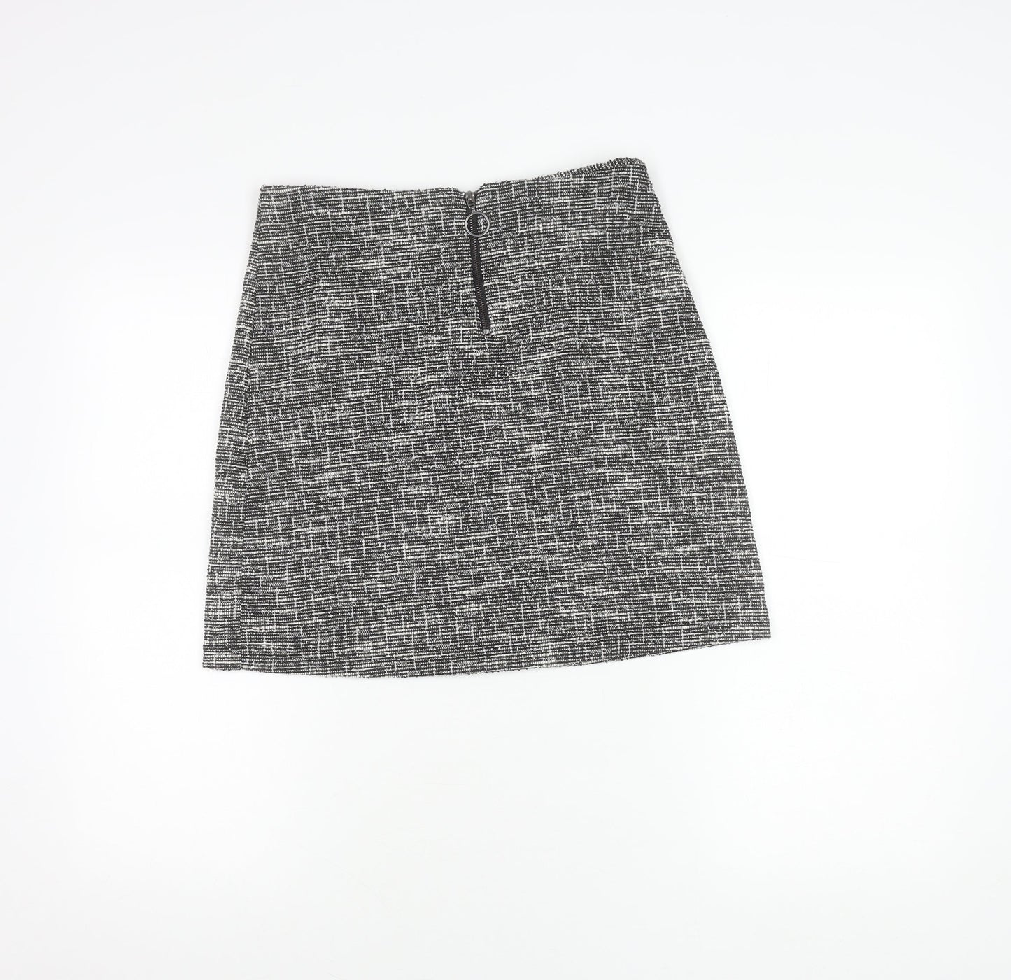 Dorothy Perkins Women's Black Geometric Tweed Skirt UK10 Short Pencil