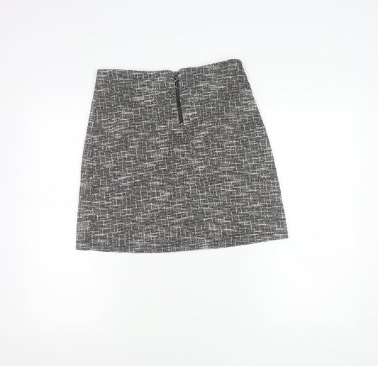 Dorothy Perkins Women's Black Geometric Tweed Skirt UK10 Short Pencil