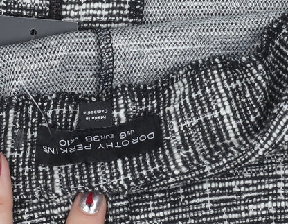 Dorothy Perkins Women's Black Geometric Tweed Skirt UK10 Short Pencil