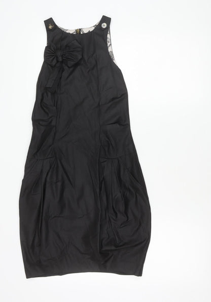 River Island Women's Black Size 6 Sleeveless Shift Bow Dress