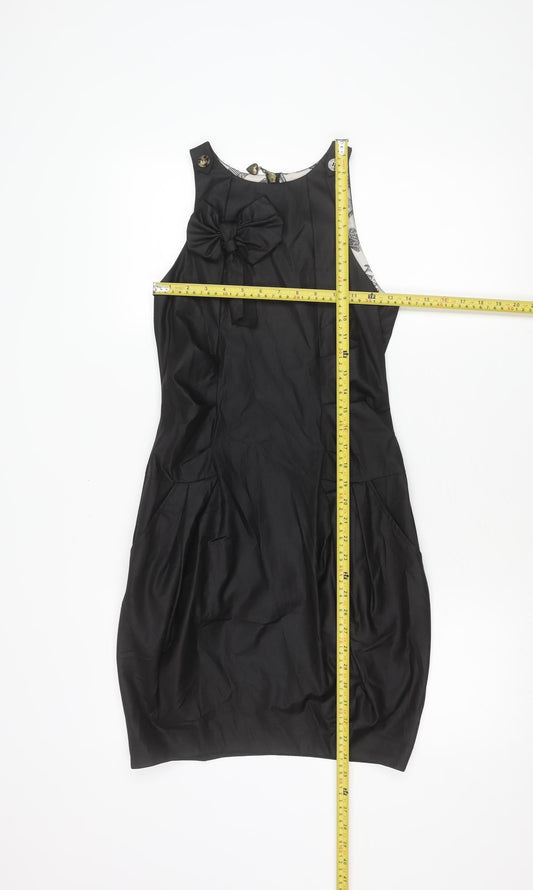 River Island Women's Black Size 6 Sleeveless Shift Bow Dress