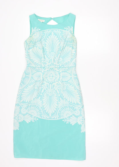 Monsoon Women’s Blue Geometric Print Sheath Dress Size 8