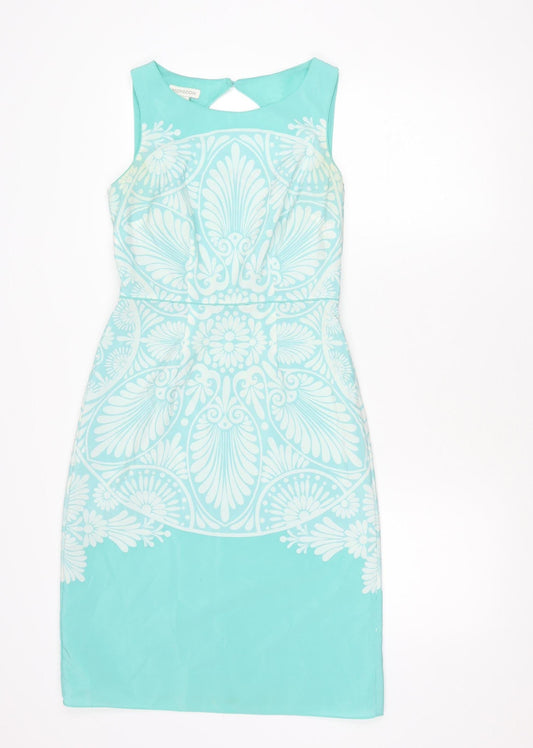 Monsoon Women’s Blue Geometric Print Sheath Dress Size 8