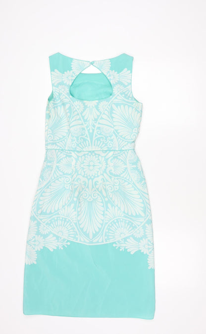 Monsoon Women’s Blue Geometric Print Sheath Dress Size 8