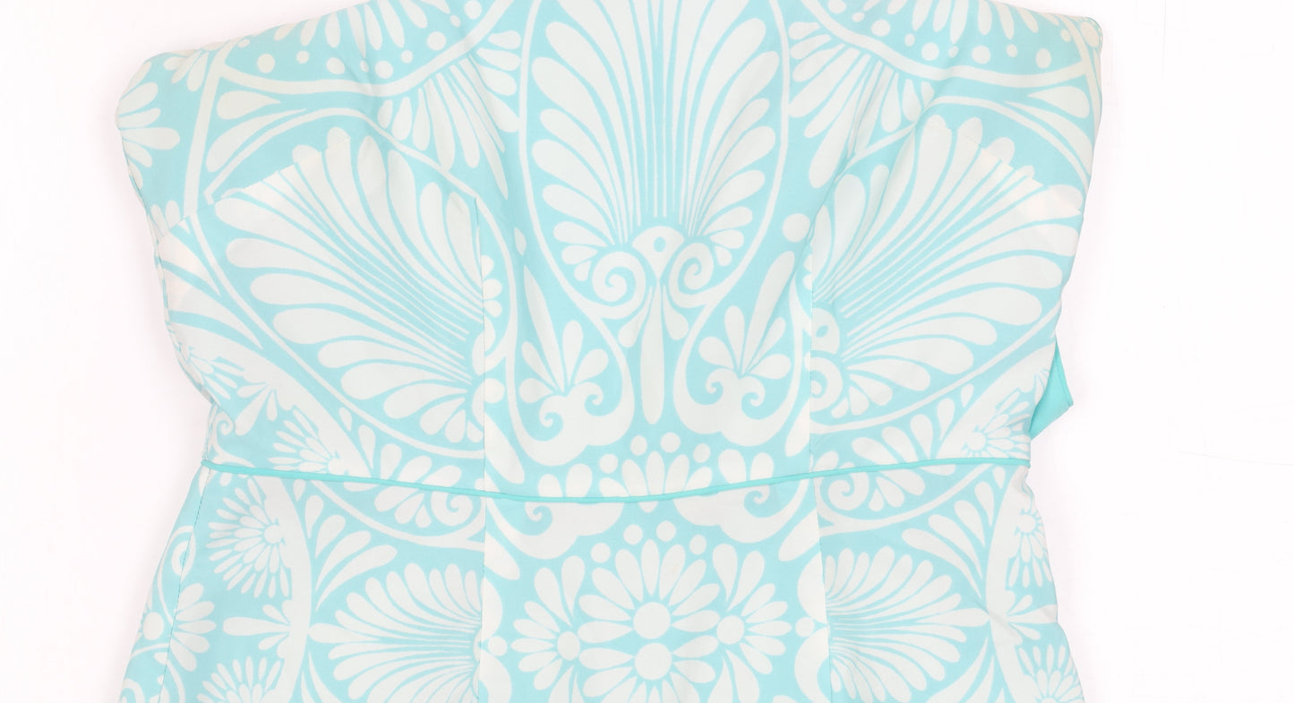 Monsoon Women’s Blue Geometric Print Sheath Dress Size 8