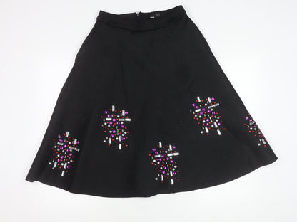 ASOS Women’s Black Beaded A-Line Knee Length Skirt Size 10