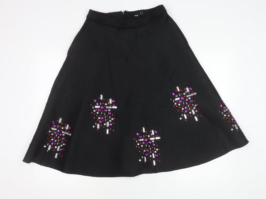 ASOS Women’s Black Beaded A-Line Knee Length Skirt Size 10