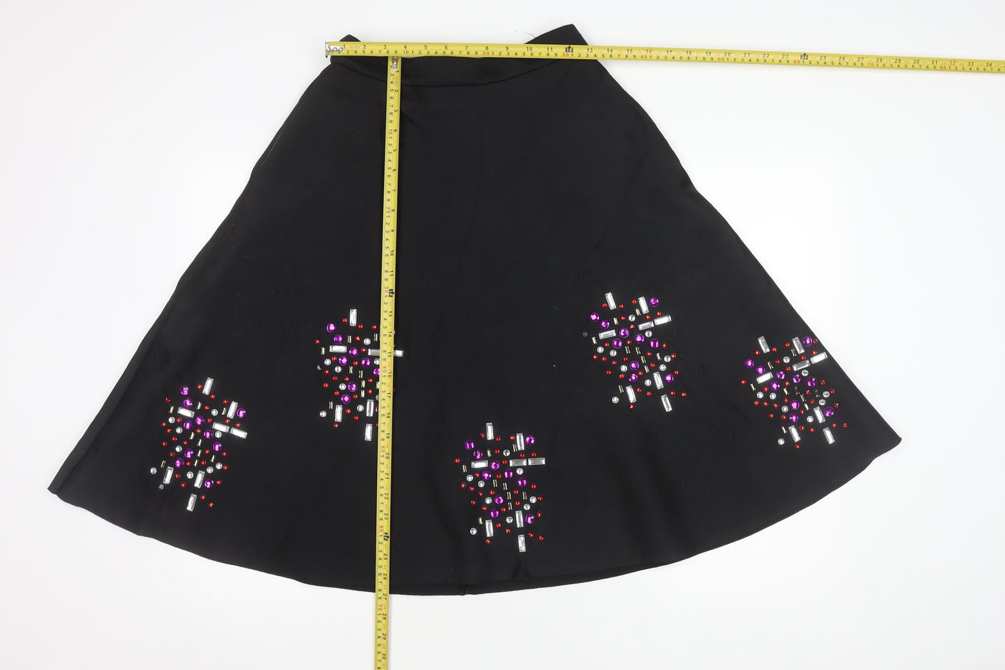 ASOS Women’s Black Beaded A-Line Knee Length Skirt Size 10