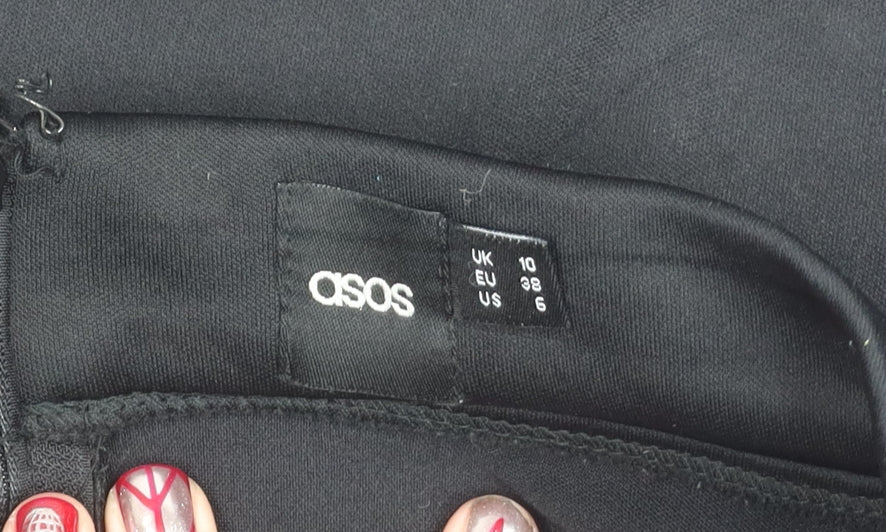 ASOS Women’s Black Beaded A-Line Knee Length Skirt Size 10