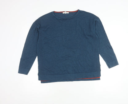 Wheatmuff Women's Blue Cotton Modal Crew Neck Jumper Size 14
