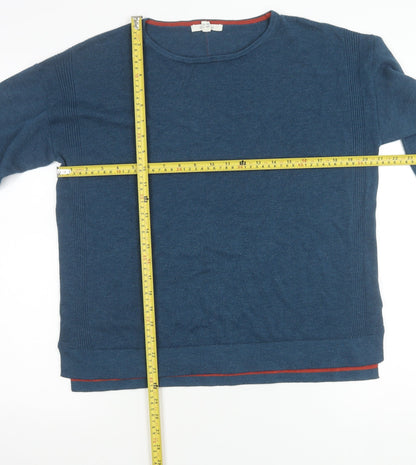 Wheatmuff Women's Blue Cotton Modal Crew Neck Jumper Size 14