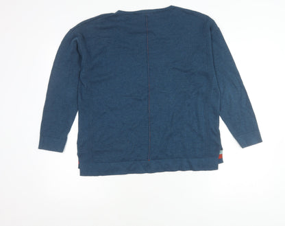 Wheatmuff Women's Blue Cotton Modal Crew Neck Jumper Size 14