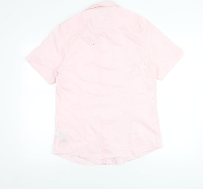 ASOS DESIGN Men's Pink Short Sleeve Button-Up Shirt L Cotton Blend