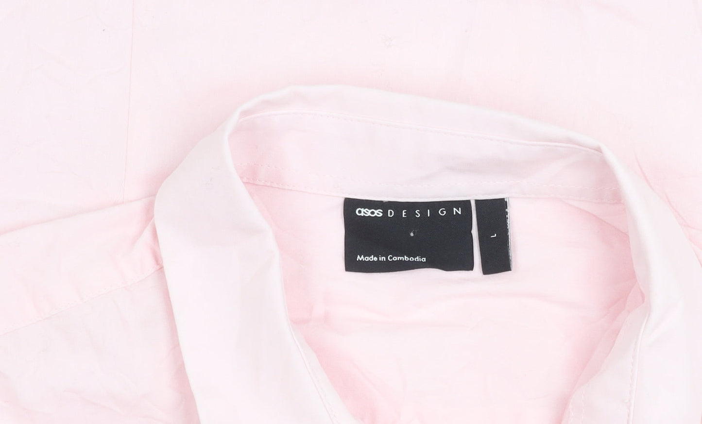 ASOS DESIGN Men's Pink Short Sleeve Button-Up Shirt L Cotton Blend