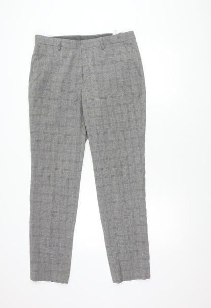 Taylor & Wright Men's Grey Check Slim Fit Dress Trousers 32W 31L