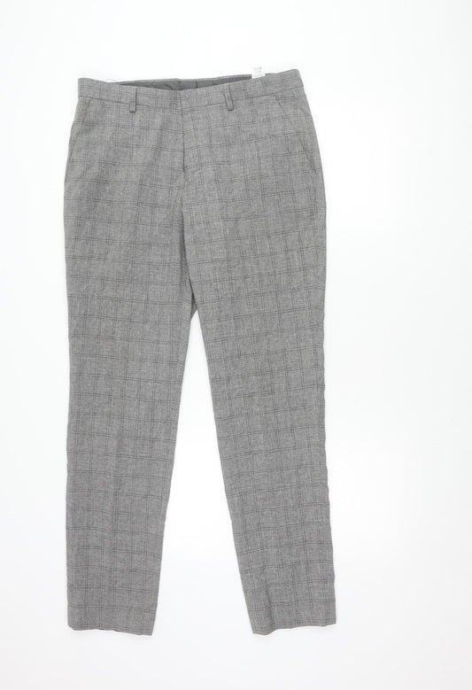 Taylor & Wright Men's Grey Check Slim Fit Dress Trousers 32W 31L
