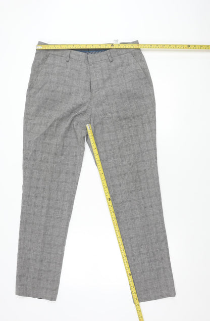 Taylor & Wright Men's Grey Check Slim Fit Dress Trousers 32W 31L