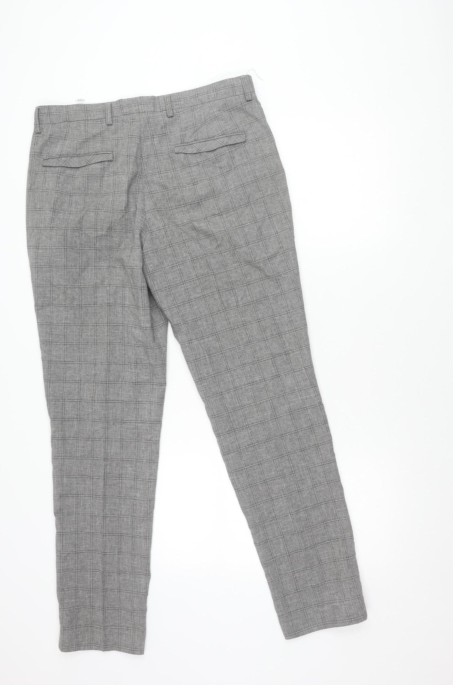 Taylor & Wright Men's Grey Check Slim Fit Dress Trousers 32W 31L