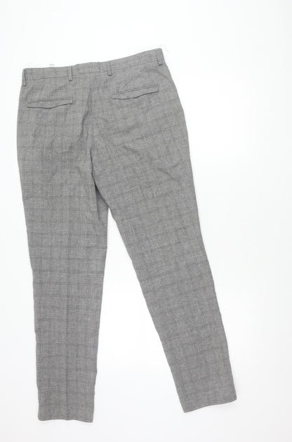 Taylor & Wright Men's Grey Check Slim Fit Dress Trousers 32W 31L