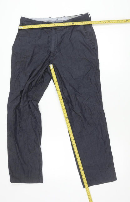 Marks and Spencer Men's Blue Check 32x29 Tailored Fit Trousers