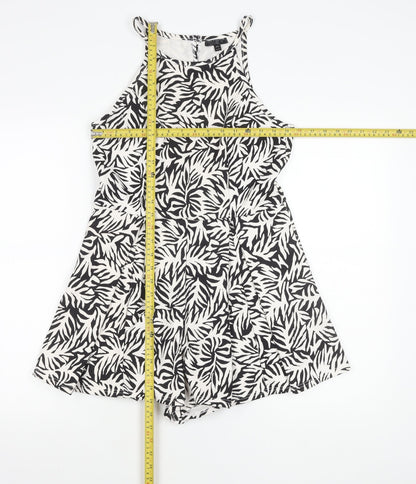 Topshop Women’s Black Animal Print Size 10 A-Line Halter Mini Dress