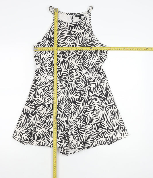 Topshop Women’s Black Animal Print Size 10 A-Line Halter Mini Dress
