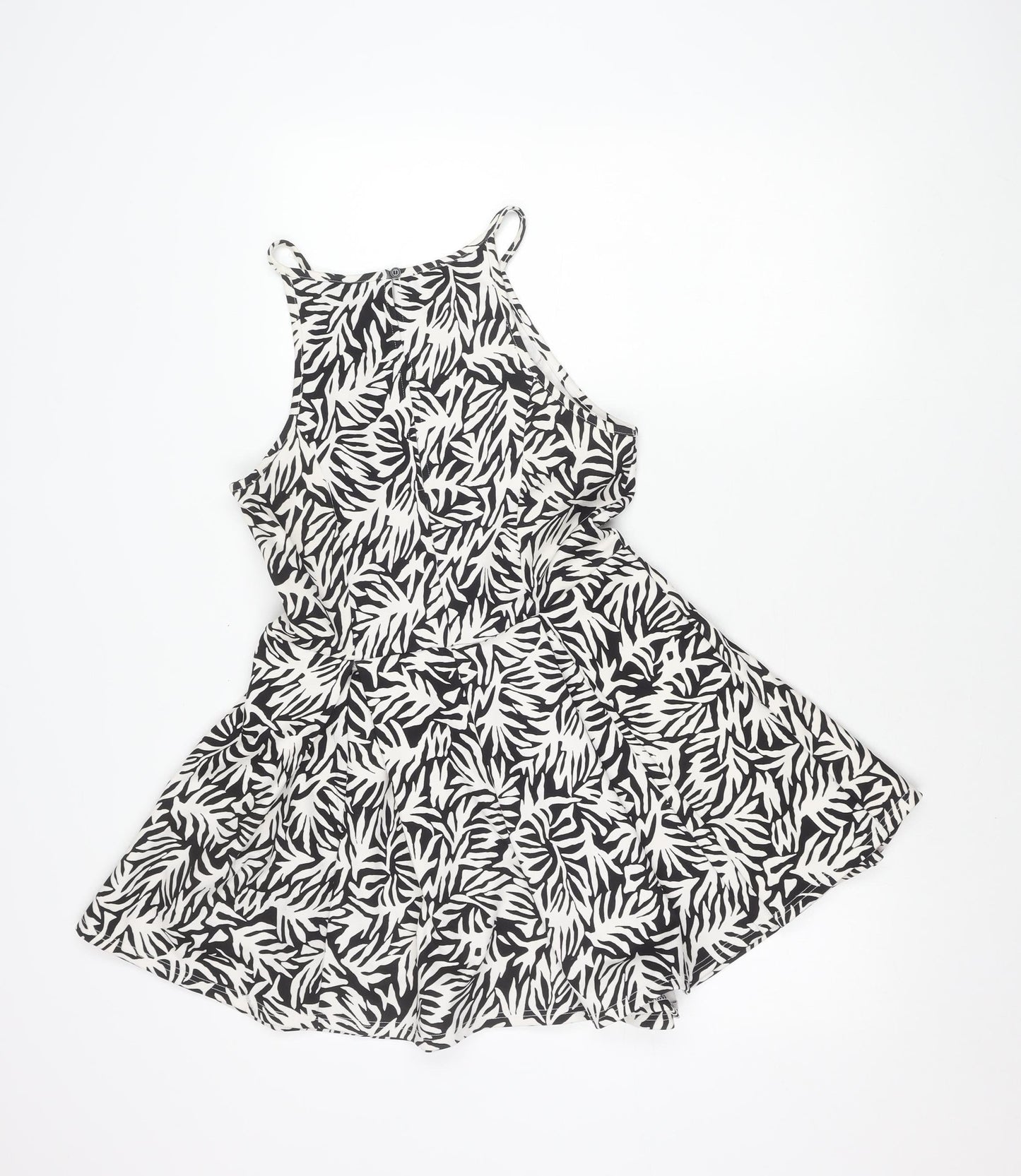 Topshop Women’s Black Animal Print Size 10 A-Line Halter Mini Dress