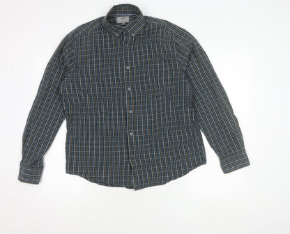 Marks and Spencer Men’s Blue Check Cotton Regular Fit Shirt M 38"-40"
