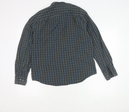 Marks and Spencer Men’s Blue Check Cotton Regular Fit Shirt M 38"-40"