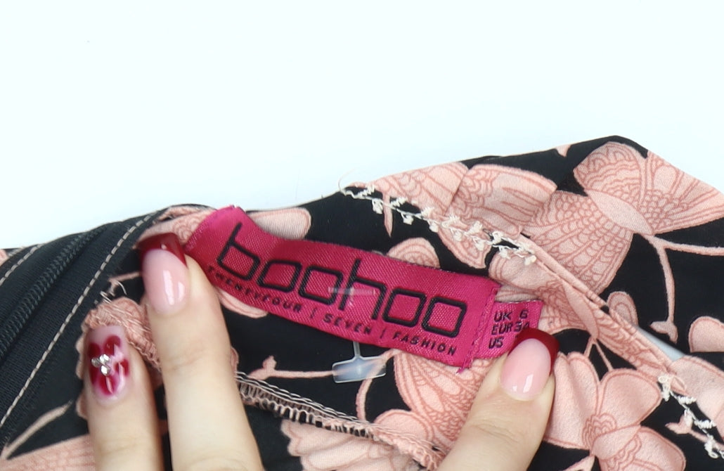 Boohoo Women’s Black Butterfly Print V-Neck Sleeveless Playsuit UK 6