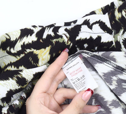 Karen Millen Women's Multicoloured Leopard Print Peasant Blouse UK 8